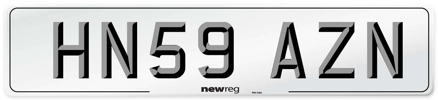 HN59 AZN Number Plate from New Reg
